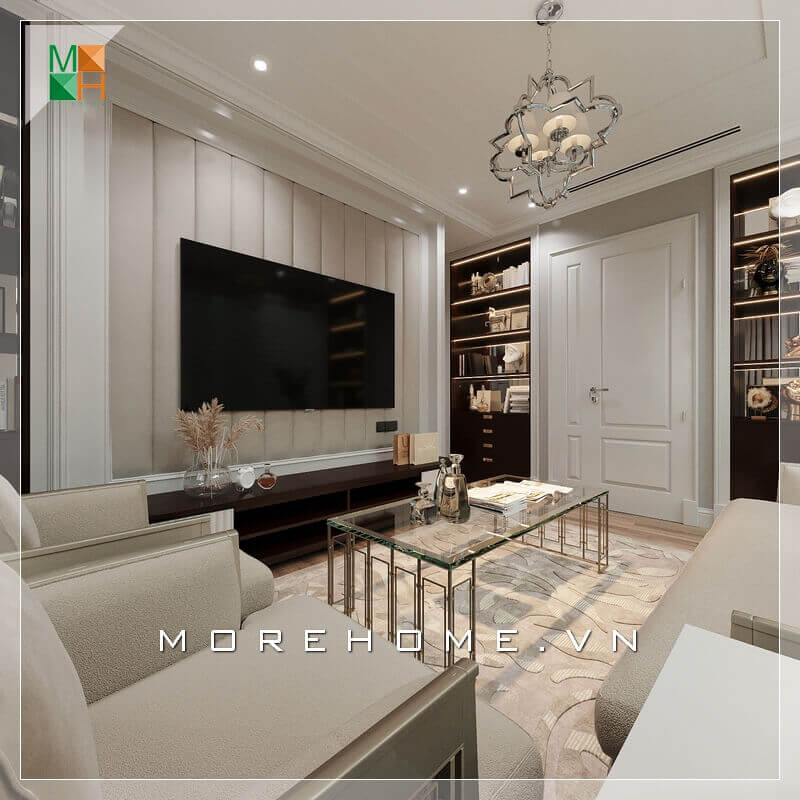 Giới thiệu mẫu sofa phòng khách đẹp cao cấp bọc nỉ màu kem sữa đẹp kết hợp với chiếc bàn kính sang trọng và đẳng cấp. Thiết kế tường treo TV rất sáng tạo ấn tượng với những chi tiết phào nổi đầy tinh tế. Kệ TV hiện đại cũng là một điểm nhấn giúp căn phòng trở nên đẳng cấp hơn. Tư vấn những mẫu thiết kế sofa phòng khách đẹp sang trọng nhất