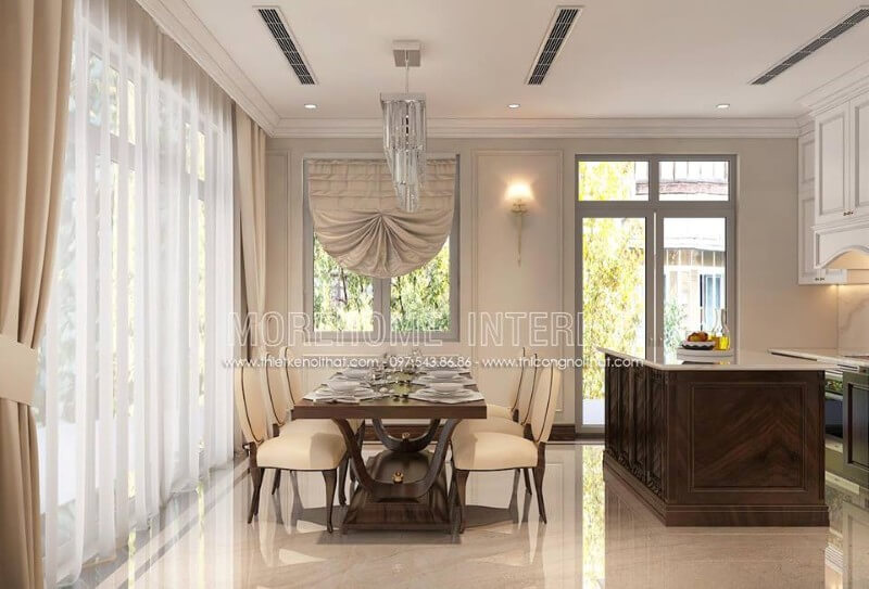 Mẫu bàn ăn 6 chỗ được làm từ chất liệu gỗ óc chó nhập khẩu, ghế ăn bọc đệm da cùng phần tựa lưng cao tạo cảm giác thoải mái nhất cho người ngồi mẫu bàn ăn gỗ tự nhiên cao cấp cho phòng ăn sang trọng
