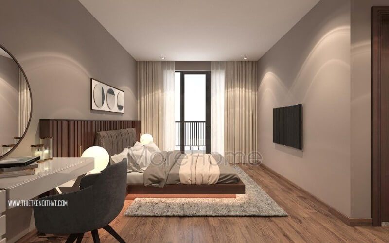 Thiết kế nội thất phòng ngủ Master hiện đại tại biệt thự Vinhomes Thăng Long cao cấp thiết kế phòng ngủ