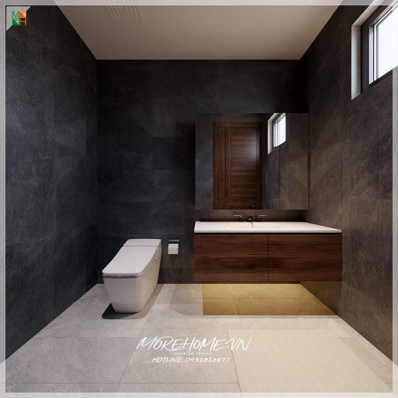 Phòng tắm nội thất trang trí hiện đại đơn giản không cầu kì nhưng không kém phần tiện nghi thoải mái