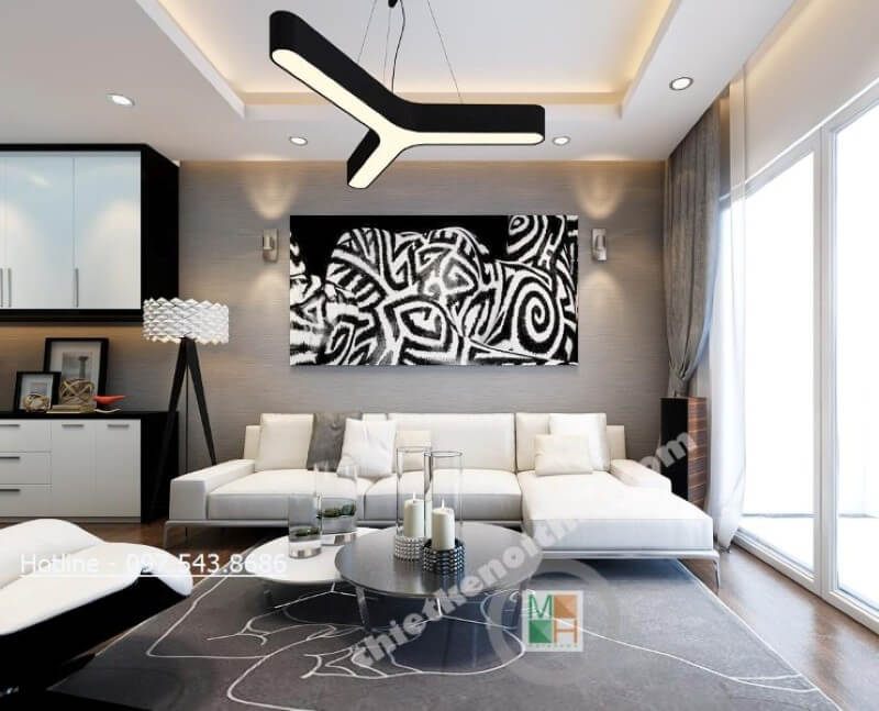 Trang trí nội thất phòng khách chung cư sang trọng và ấn tượng hơn với bộ sofa góc bọc da hiện đại