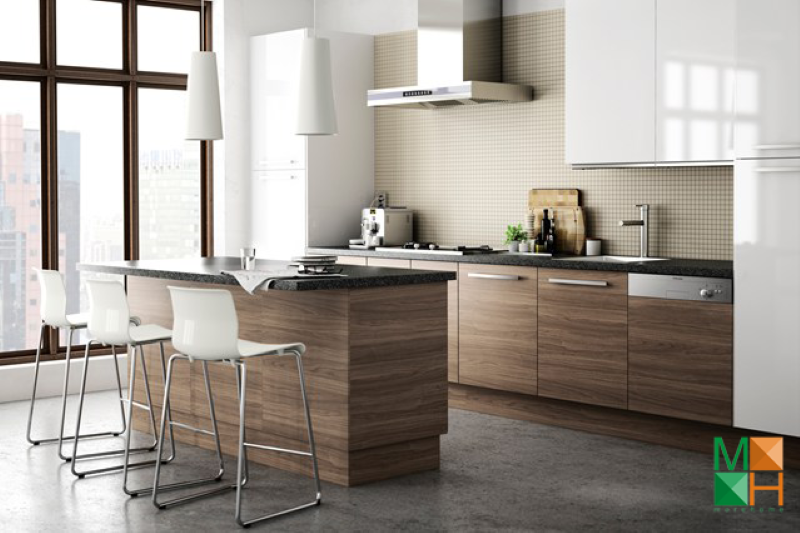 Tổng hợp các mẫu tủ bếp veneer gỗ óc chó đơn giản và thanh lịch nhất Tổng hợp các mẫu tủ bếp veneer gỗ óc chó đơn giản và thanh lịch nhất
